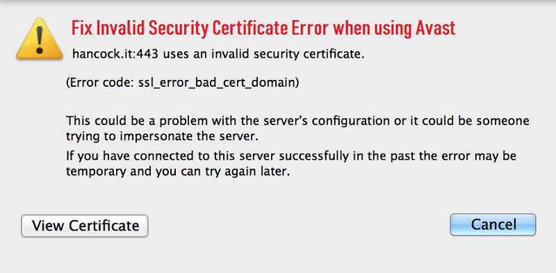 Fix Invalid Security Certificate Error